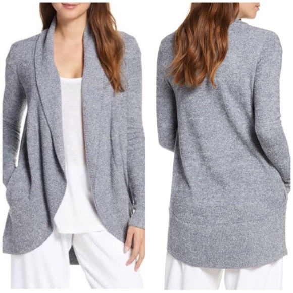 Barefoot Dreams Sweaters - BAREFOOT DREAMS Cozychic Lite Knit Circle Cardigan Gray Open Front Size Medium